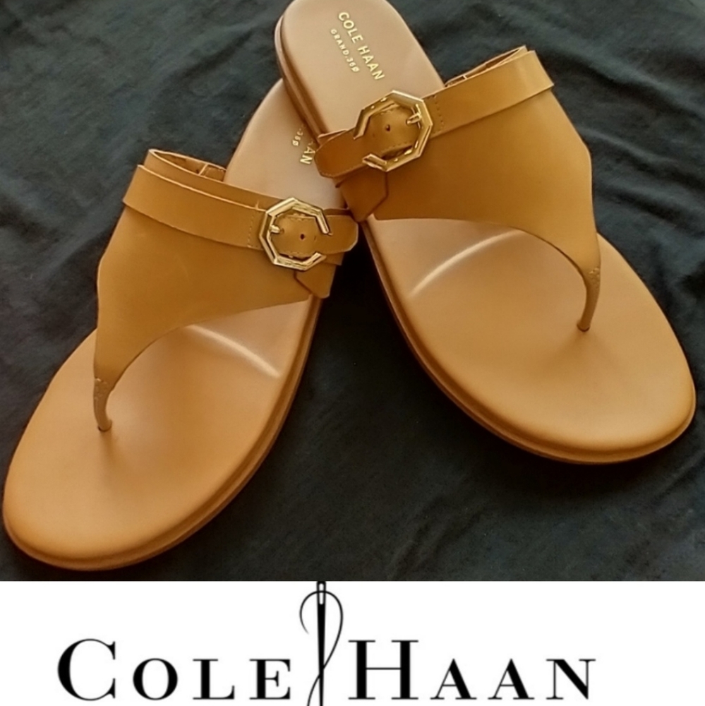 Cole Haan Felicity Saddle Tan Leather Sandal 8M